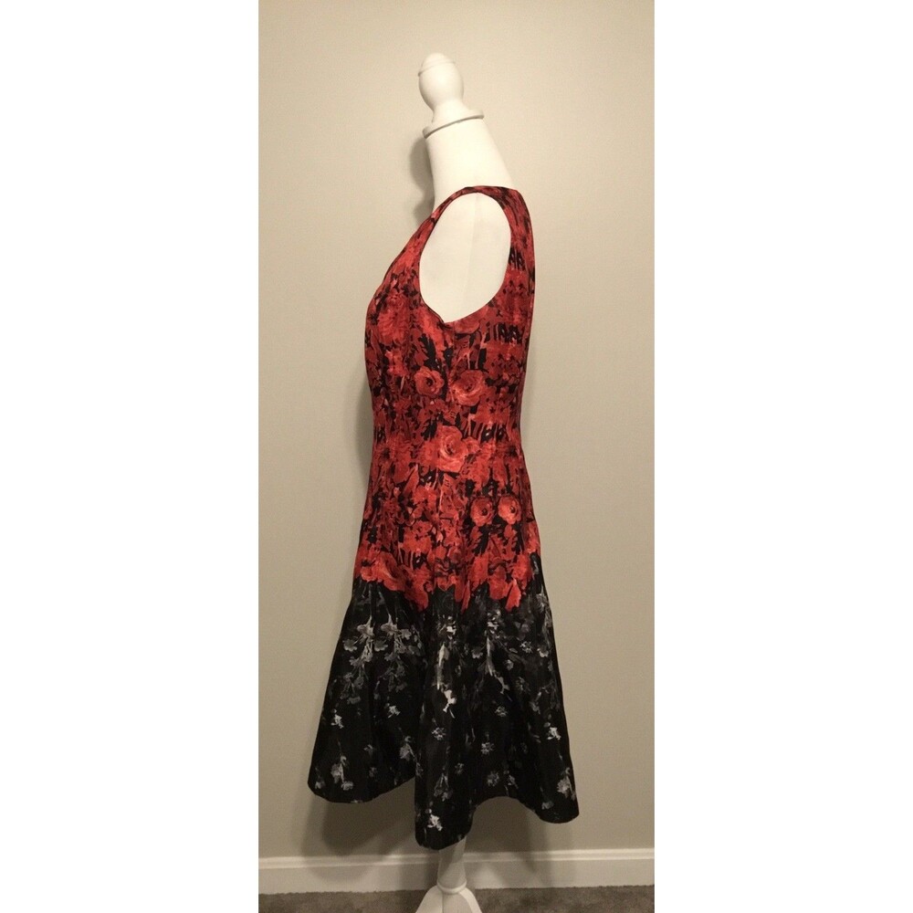 DANNY AND NICOLE Dress Womens Black Red Floral Sleeveless Short Mini A-Line Zip - Picture 5 of 11